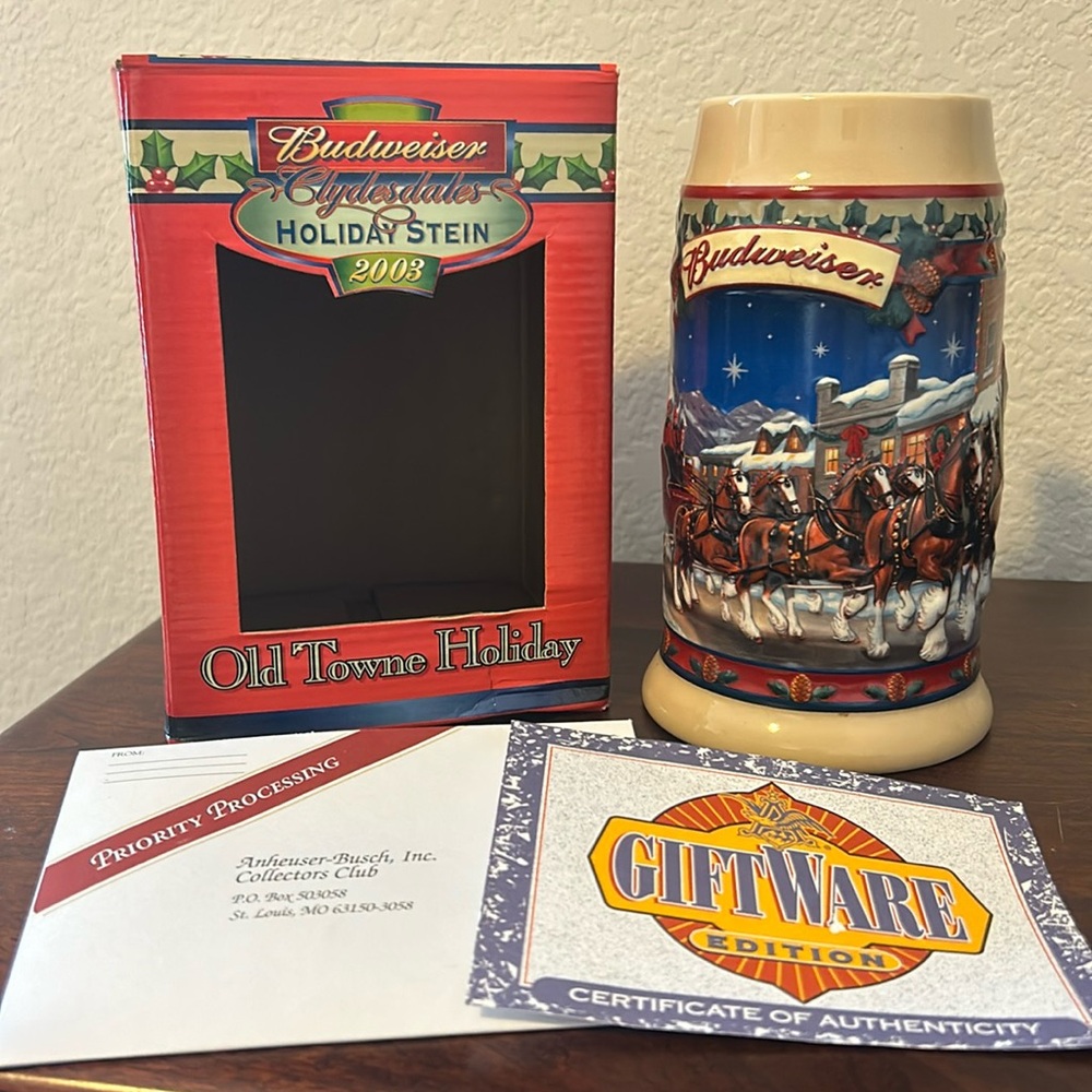 2003 Budweiser Clydesdales “Old Towne Holiday” Stein by Ceramarte